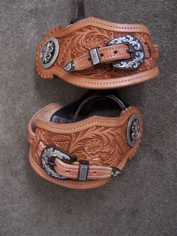 Spur leathers with floral